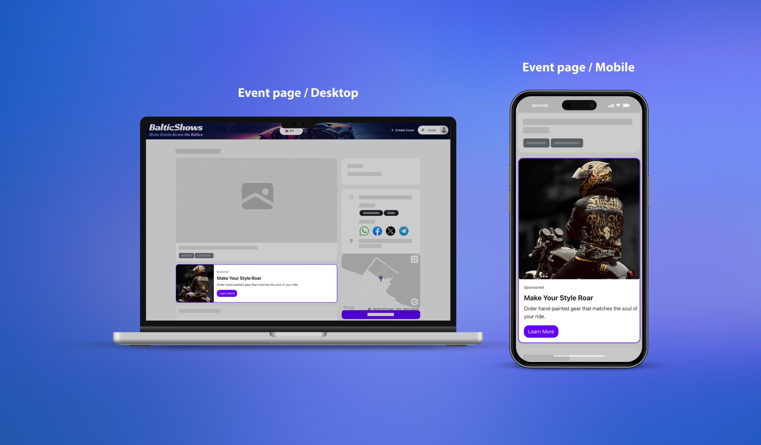 Event page ad placement